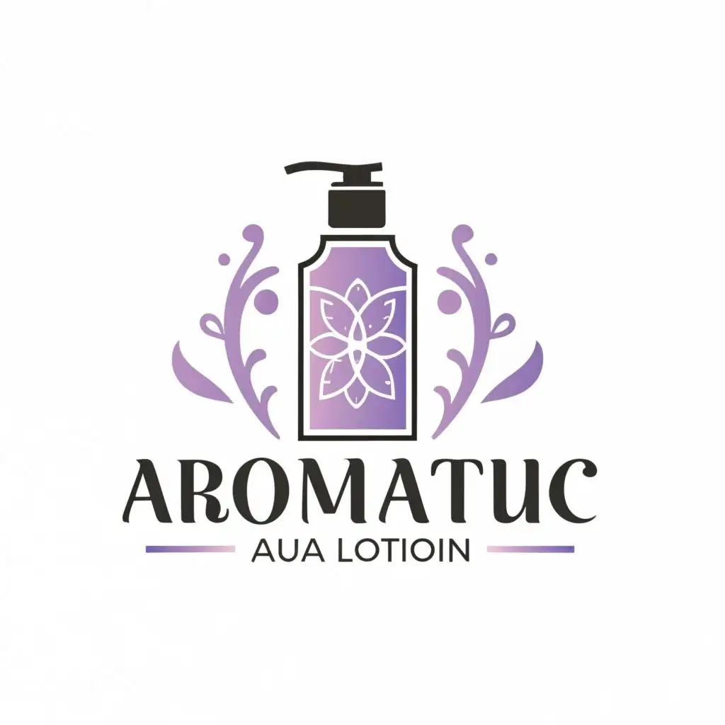 logo, Bottle lotions, with the text "Aromatic Aura Lotion", typography, be used in Beauty Spa industry