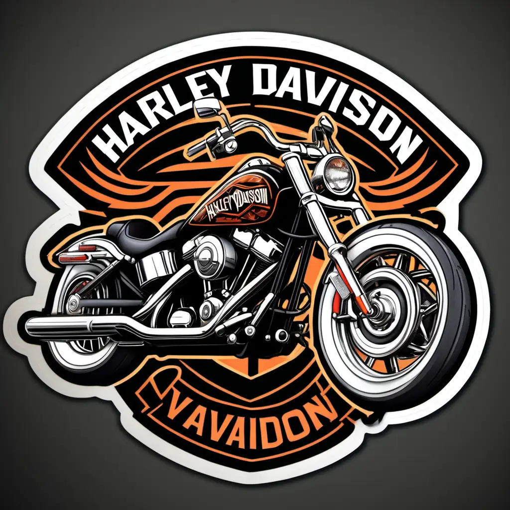 HARLEY DAVIDSON, STICKER,CARTOON,
 incredibly high detail, 16k, octane rendering, gorgeous, wide angle.