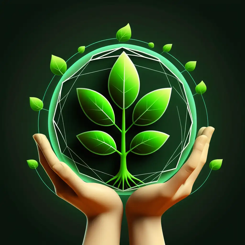 Sustainable Blockchain Green EcoFriendly Icon for Innovative Projects