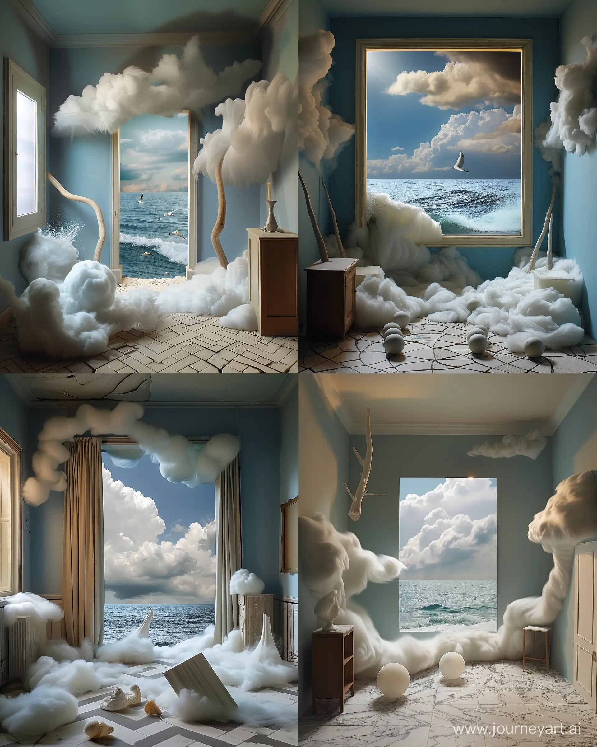 https://i.postimg.cc/gcvf0FRN/sdgery346-Abstract-and-poetic-sculpture-environment-art-in-a-r-bd24dc6f-0a30-425b-90d7-eee50aec7884.png,Surrealistic collision of sea and clouds in the room --ar 4:5