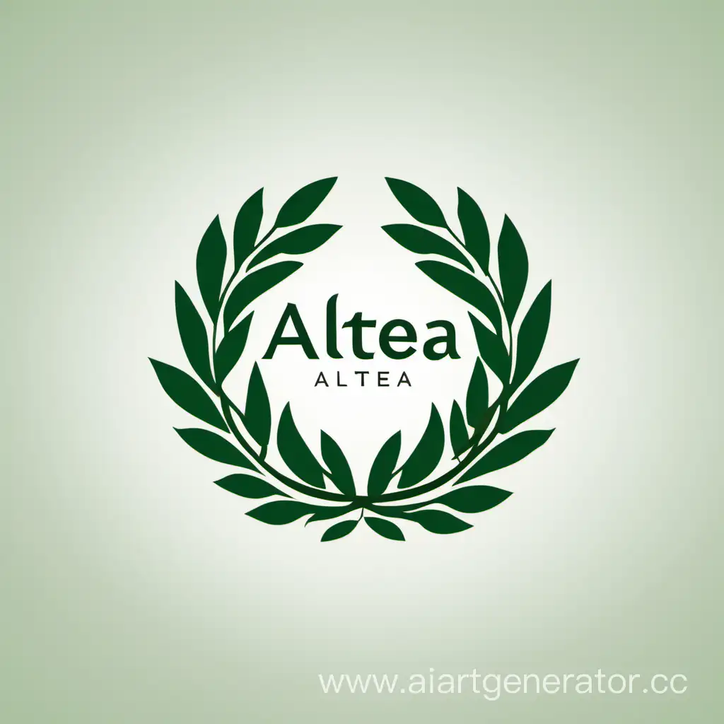 Logo with title ALTEA inside Laurel Leaf Crown Pine Green Colour