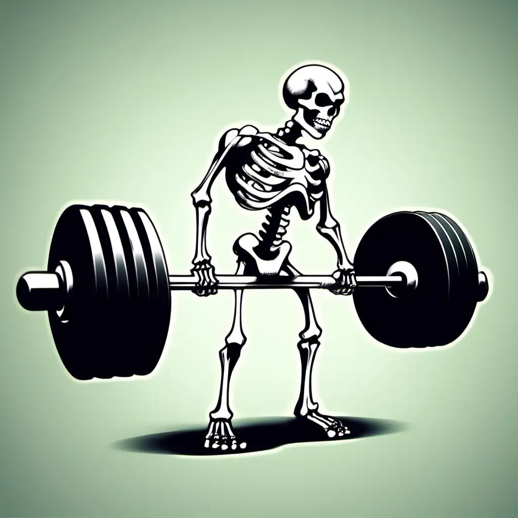 Muscular Skeleton Lifting Heavy Barbell Strength and Fitness Concept