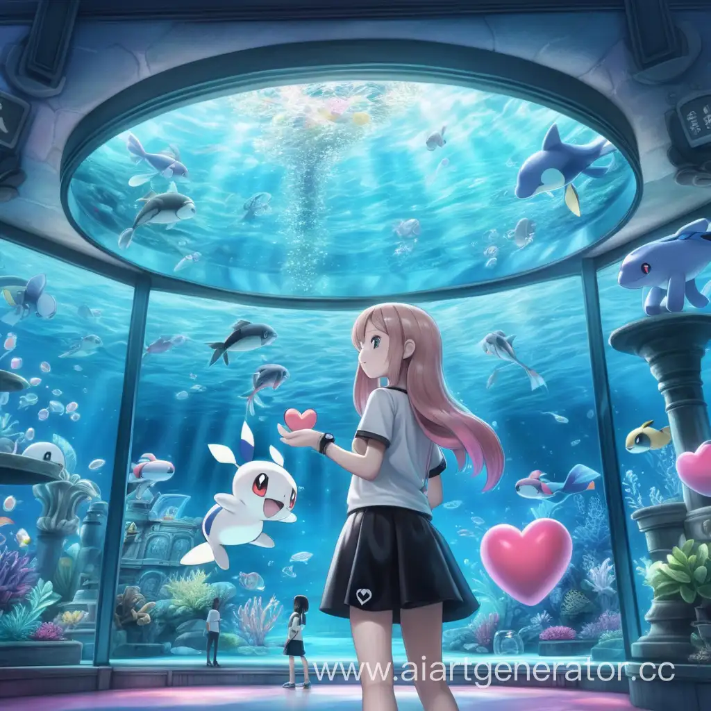 Girl-Admiring-Dratinis-Heart-in-Nighttime-Aquarium