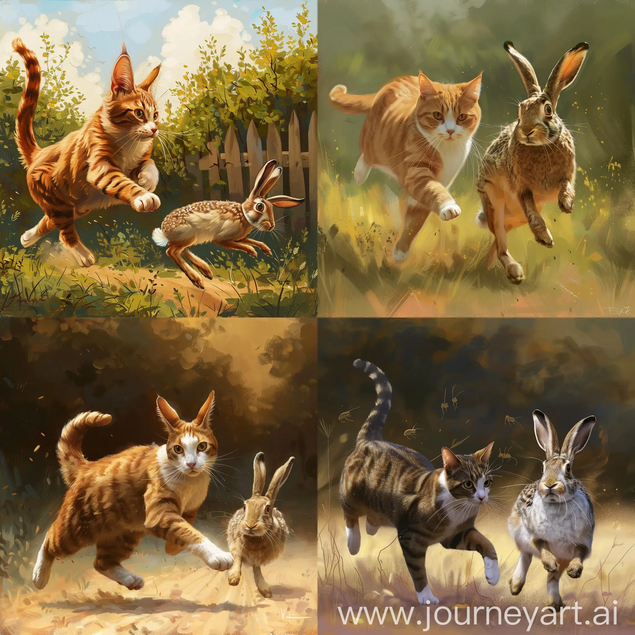 Realistic-Cat-Chasing-Hare-Dynamic-Wildlife-Scene