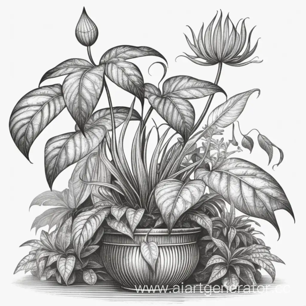 Fantasy plants, engrave style