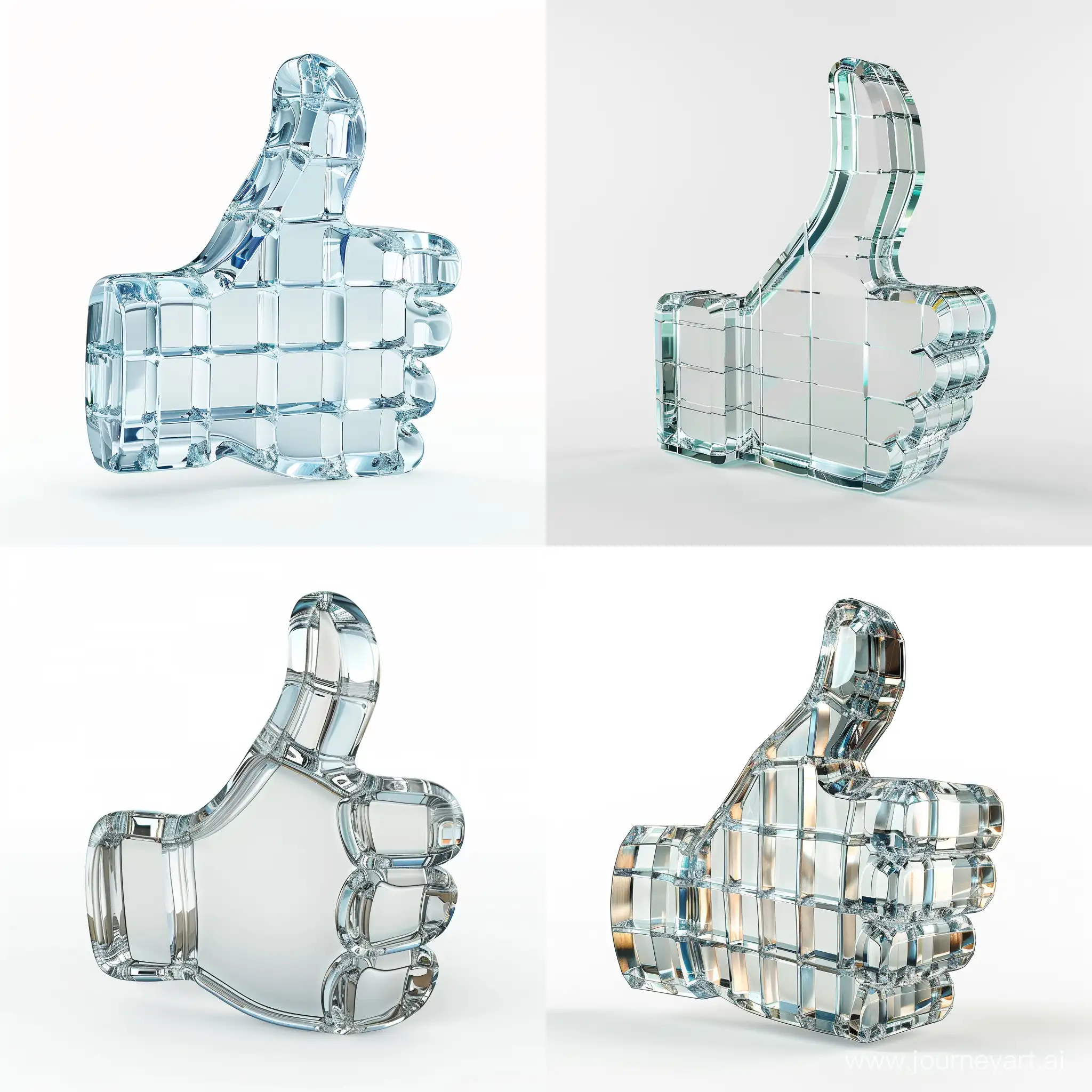 thumb down icon made of glass 3d render on white background