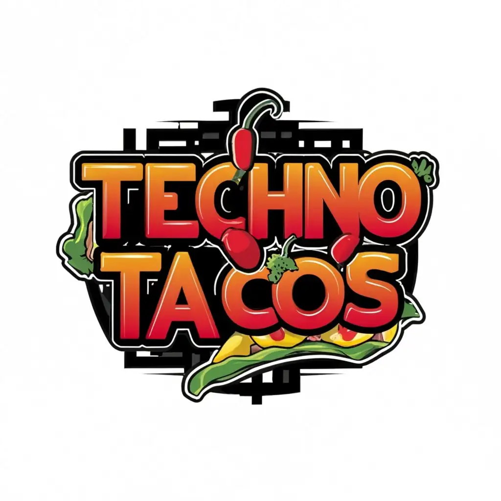 logo, techno , chili peper , mexican, with the text "Techno Tacos", typography, be used in Restaurant industry