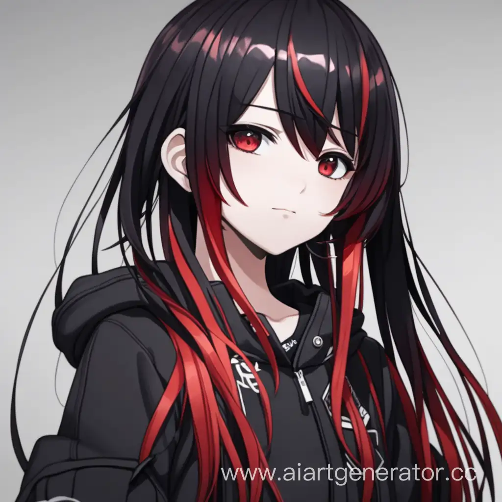 Black and red hair.anime girl.