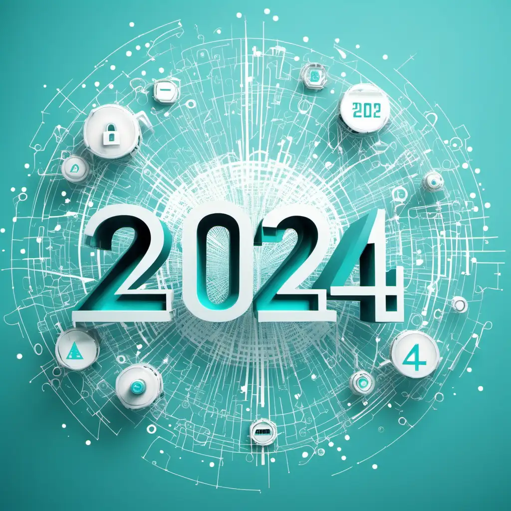 New Year 2024 Cyber Security Celebration in White and Turquoise