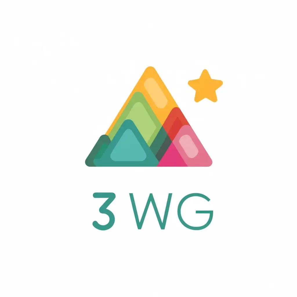 LOGO-Design-For-3WG-Pastel-Colored-Mountain-Cliff-Star-Emblem-on-Clear-Background