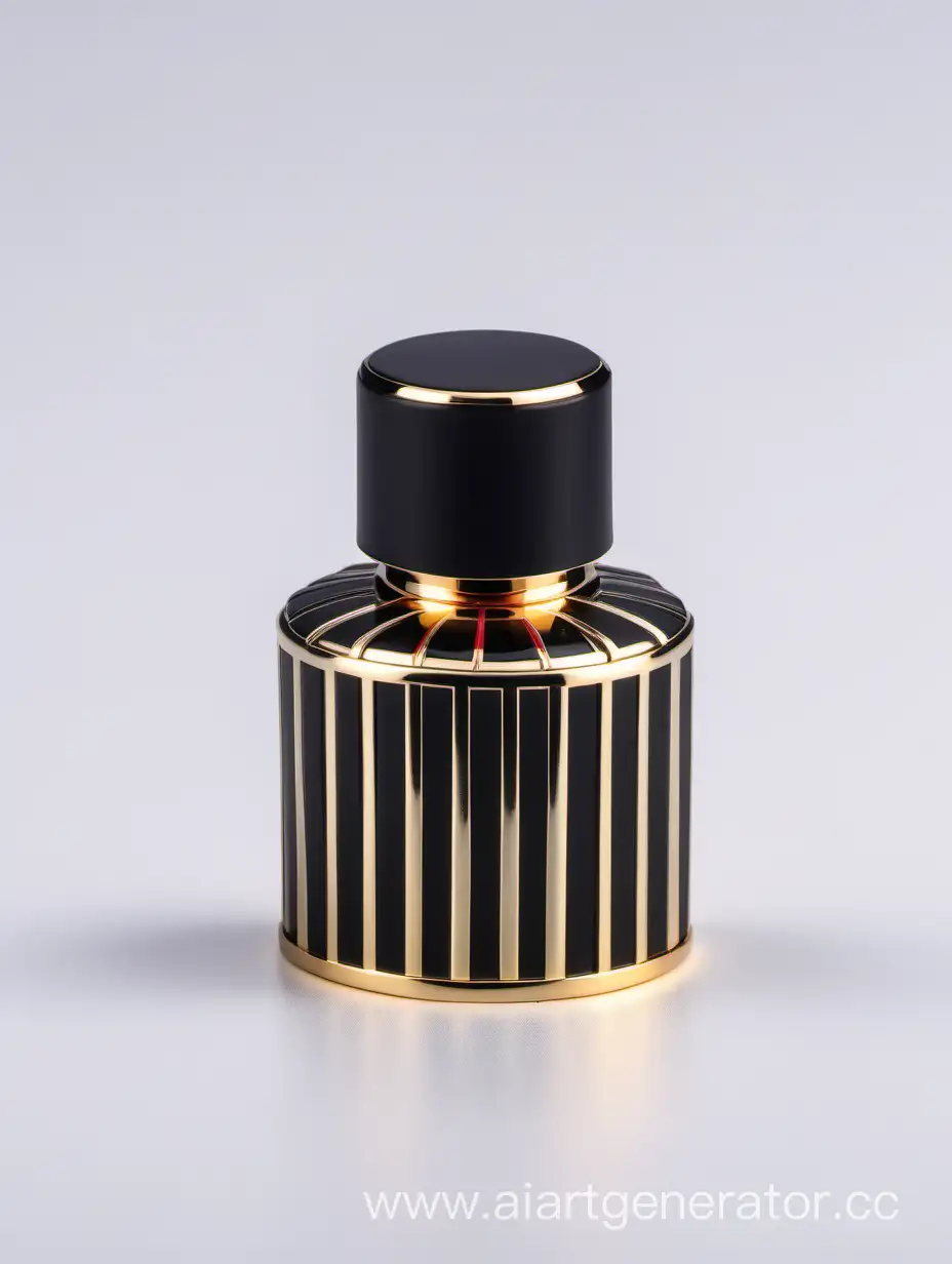 Zamac Perfume decorative ornamental long cap,  white  black color with matt RED WITH GOLD LINES metallizing finish