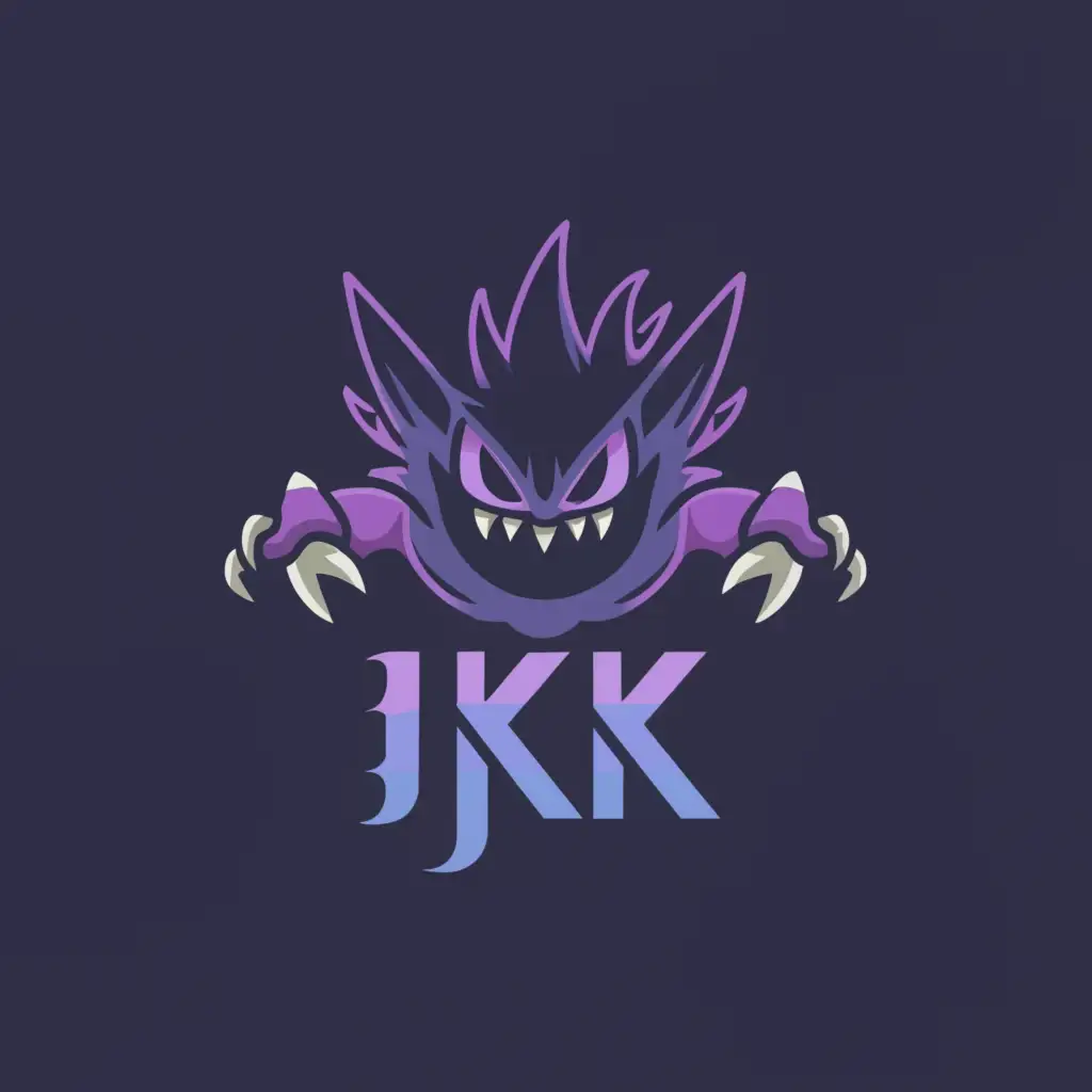 a logo design,with the text "IJK", main symbol:gengar,complex,clear background
