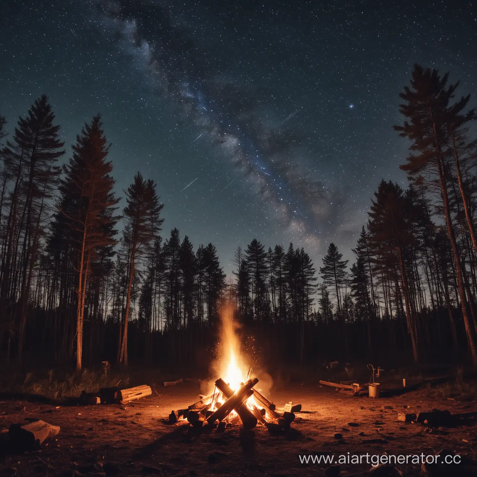 Forest-Campfire-Cooking-under-the-Starry-Sky-with-Constellations