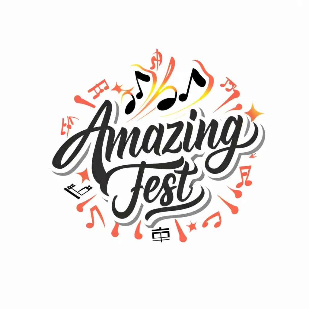 logo, music and dance, white background, with the text "Amazing Fest", typography, be used in Events industry