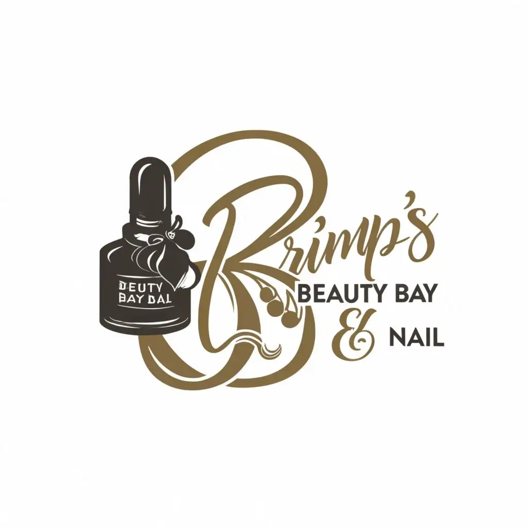 logo, R, with the text "Krimp's Beauty Bay & Nail", typography, be used in Beauty Spa industry