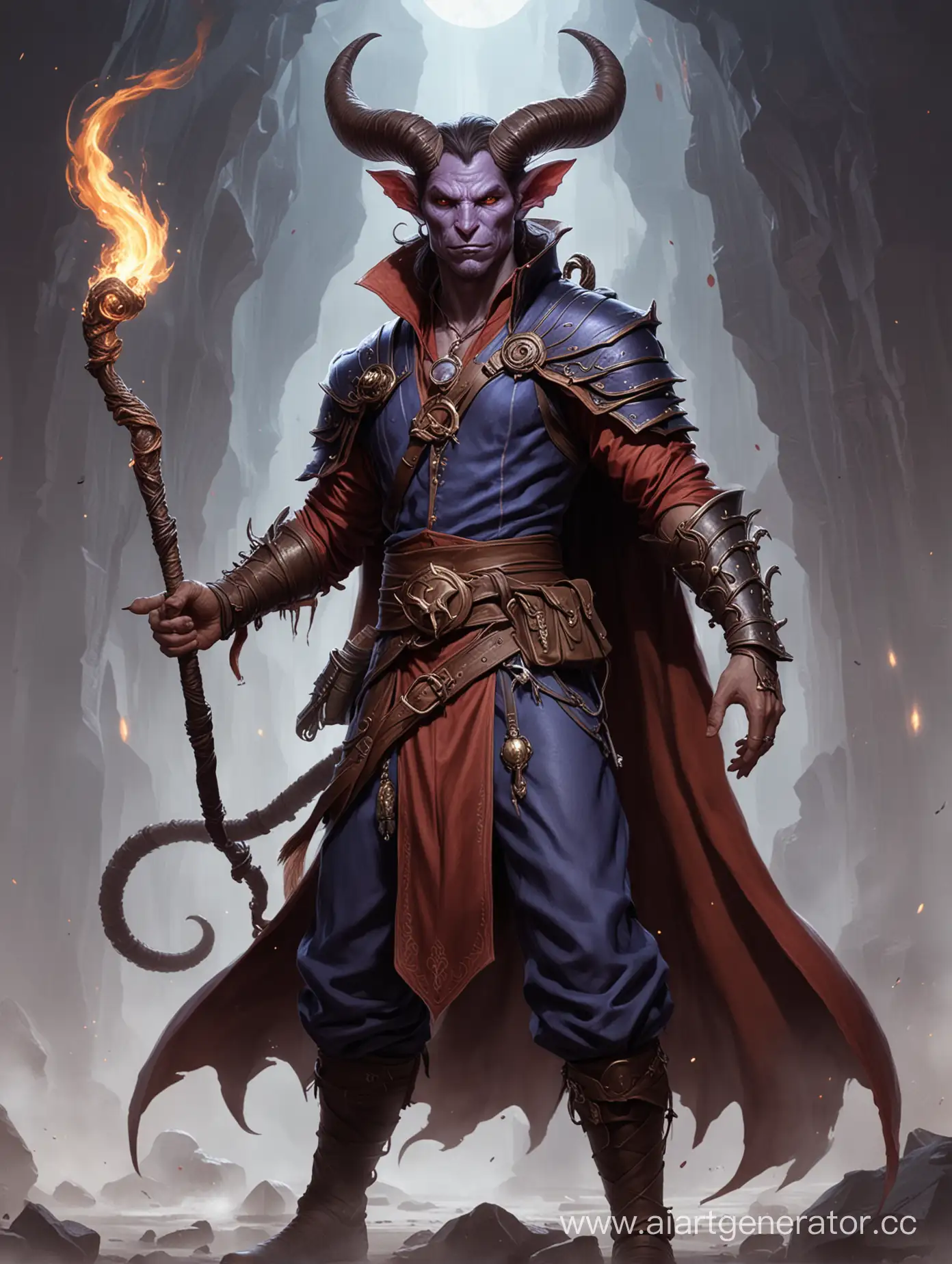 Fantasy-Dungeons-Dragons-Art-Tiefling-Male-Sorcerer-Casting-Spell
