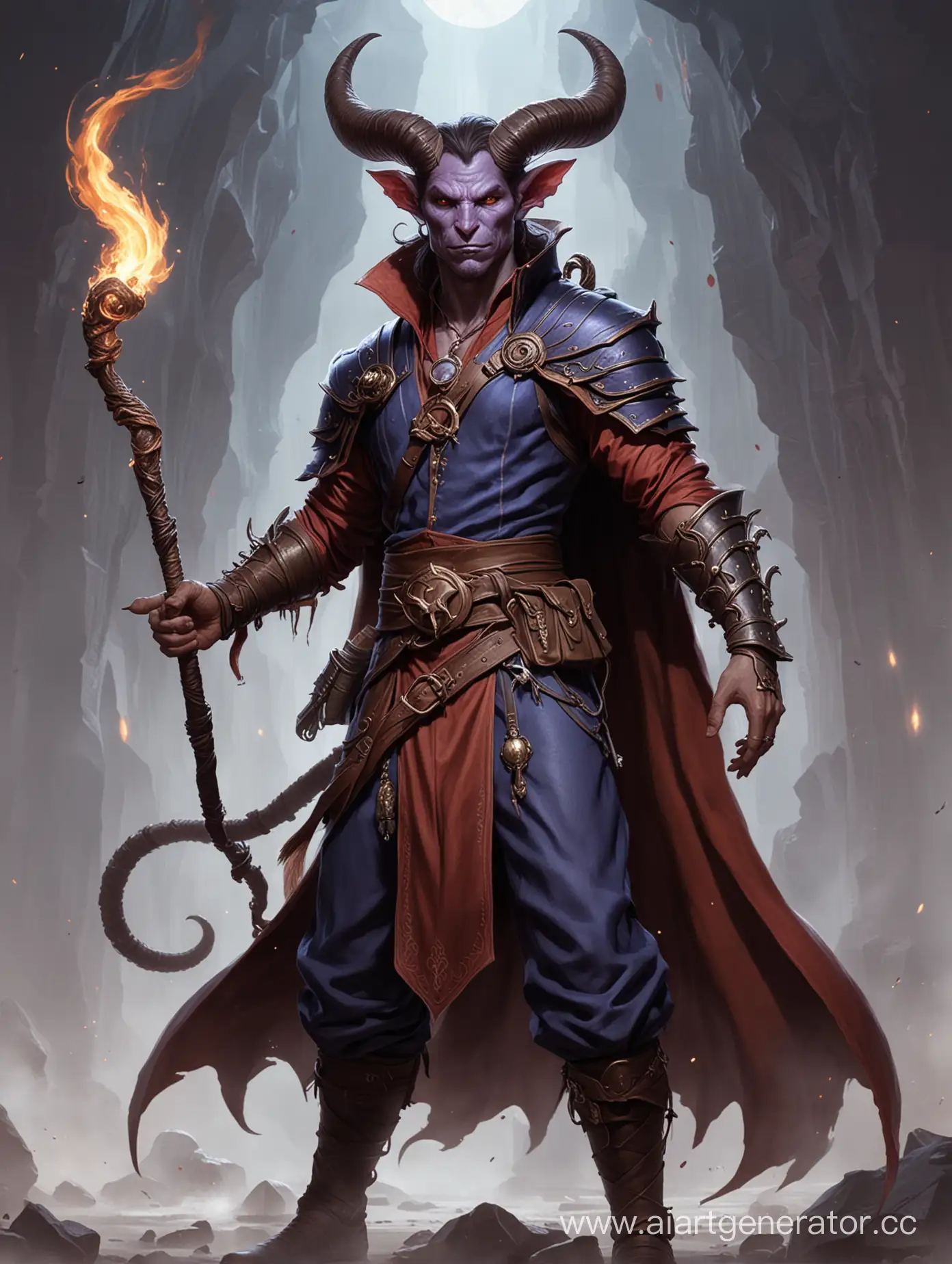 D&D. Tiefling male sorcerer