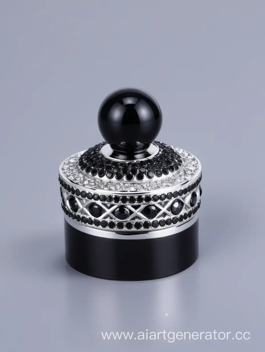 Zamac Perfume decorative ornamental long cap, metallizing finish black and white round diamond on top