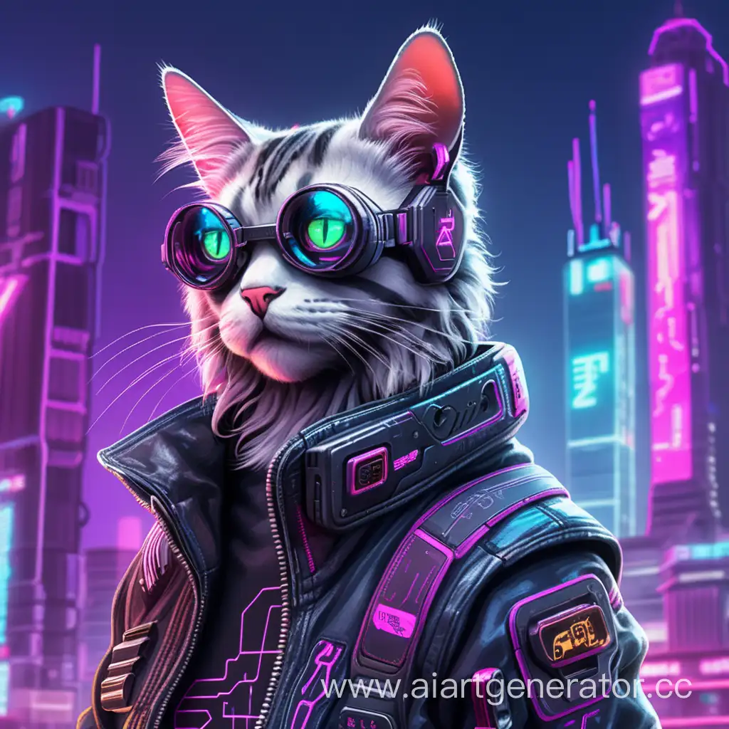 Futuristic-Cyberpunk-Cat-in-Neon-Cityscape