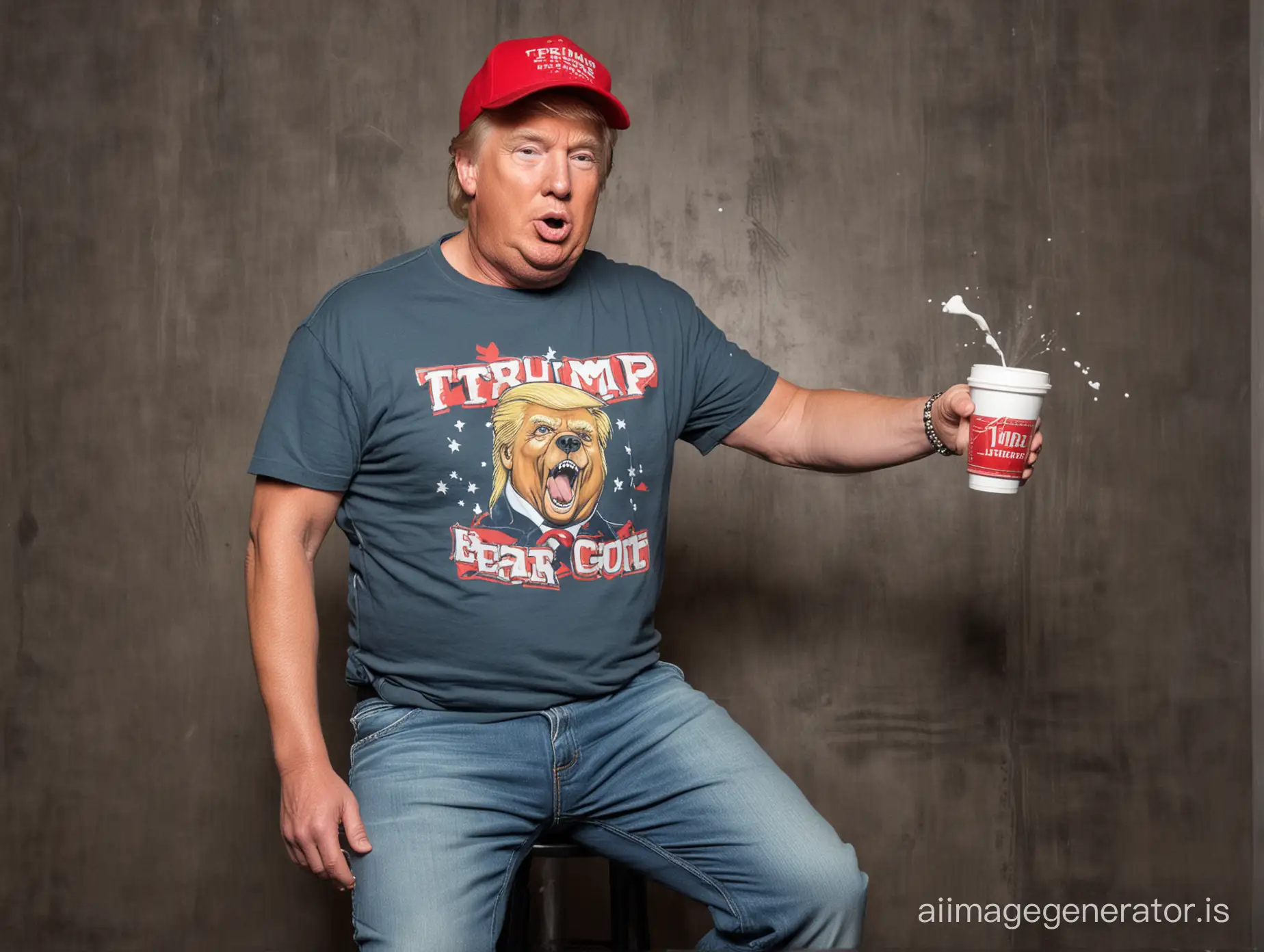 Donald-Trump-Spitting-Beer-at-Techno-Club-in-Casual-Attire