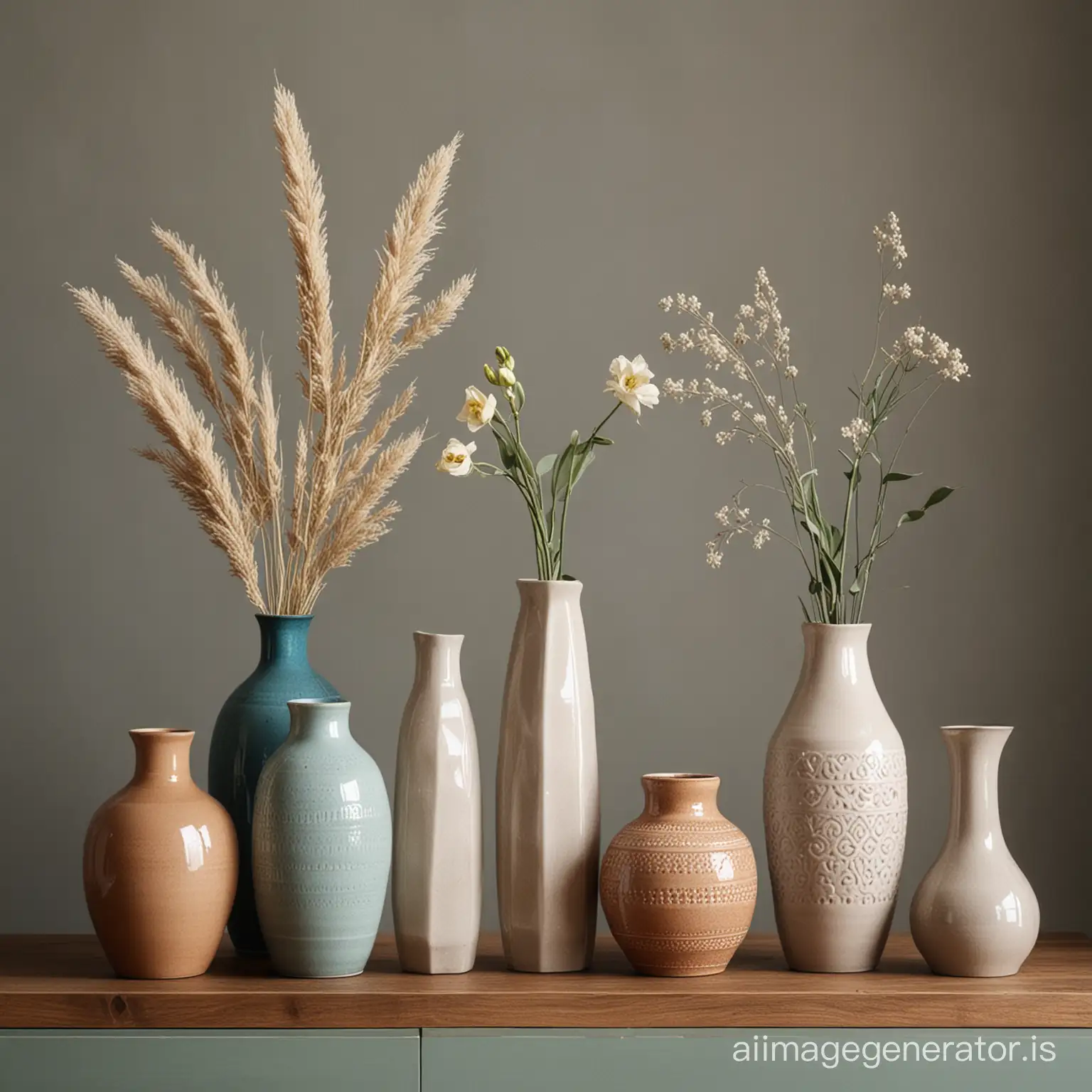 a display of modern vases set next to bohemian vases