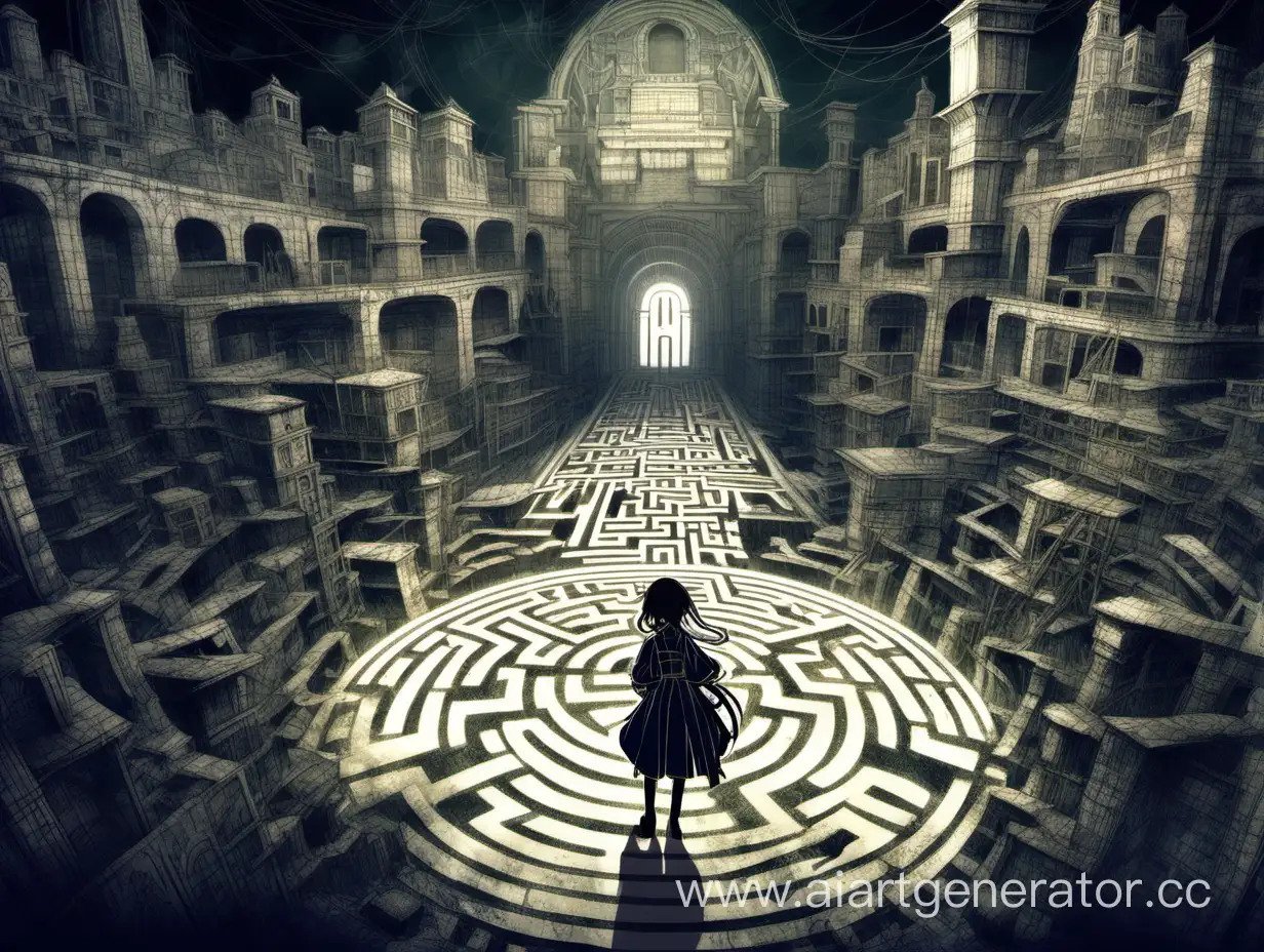 Dark-Anime-Style-Labyrinth-Illustration-for-Novella-Cover