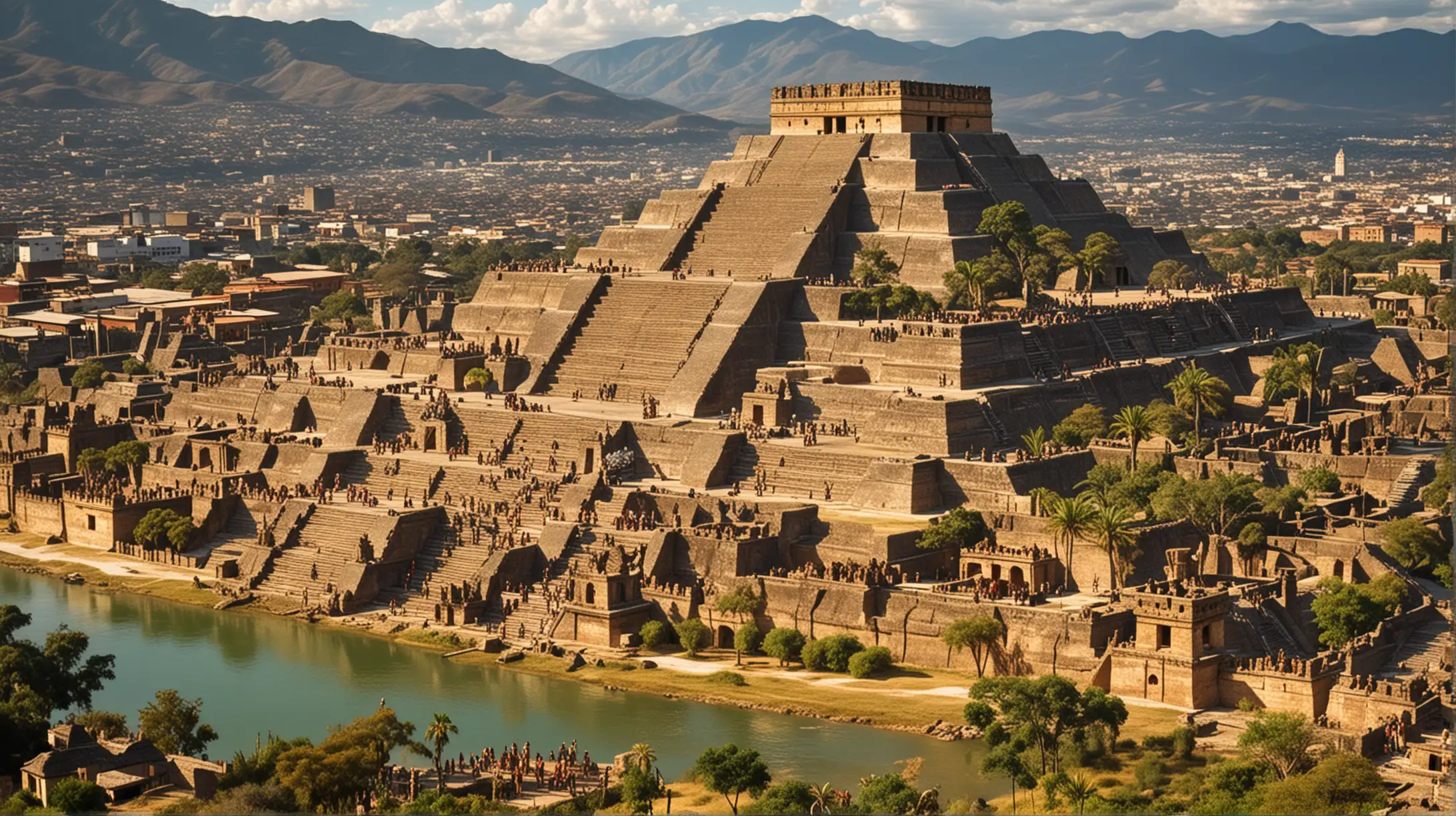 la fascinante historia de los aztecas, también conocidos como mexicas. Imagina un tiempo en el que México estaba lleno de selvas, montañas y ríos. En el hermoso valle de México, entre montañas nevadas, se encontraba una gran laguna. Aquí, en el año 1325, los aztecas fundaron su ciudad más famosa: ¡Tenochtitlán!
