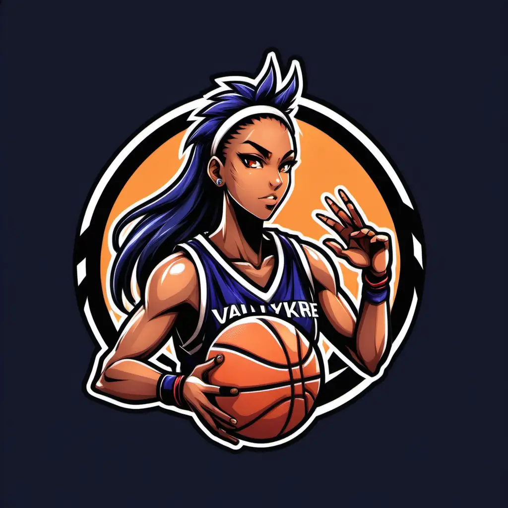 Create anime style logo of valkyrie black basketball player