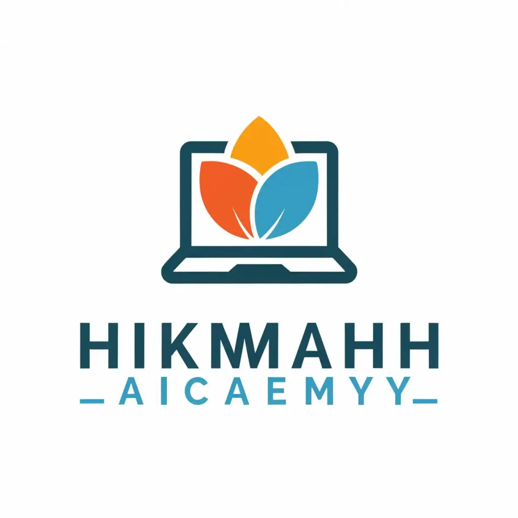 a logo design, with the text "HIKMAH Academy", main symbol: laptop, Moderate, be used in Education industry, clear background