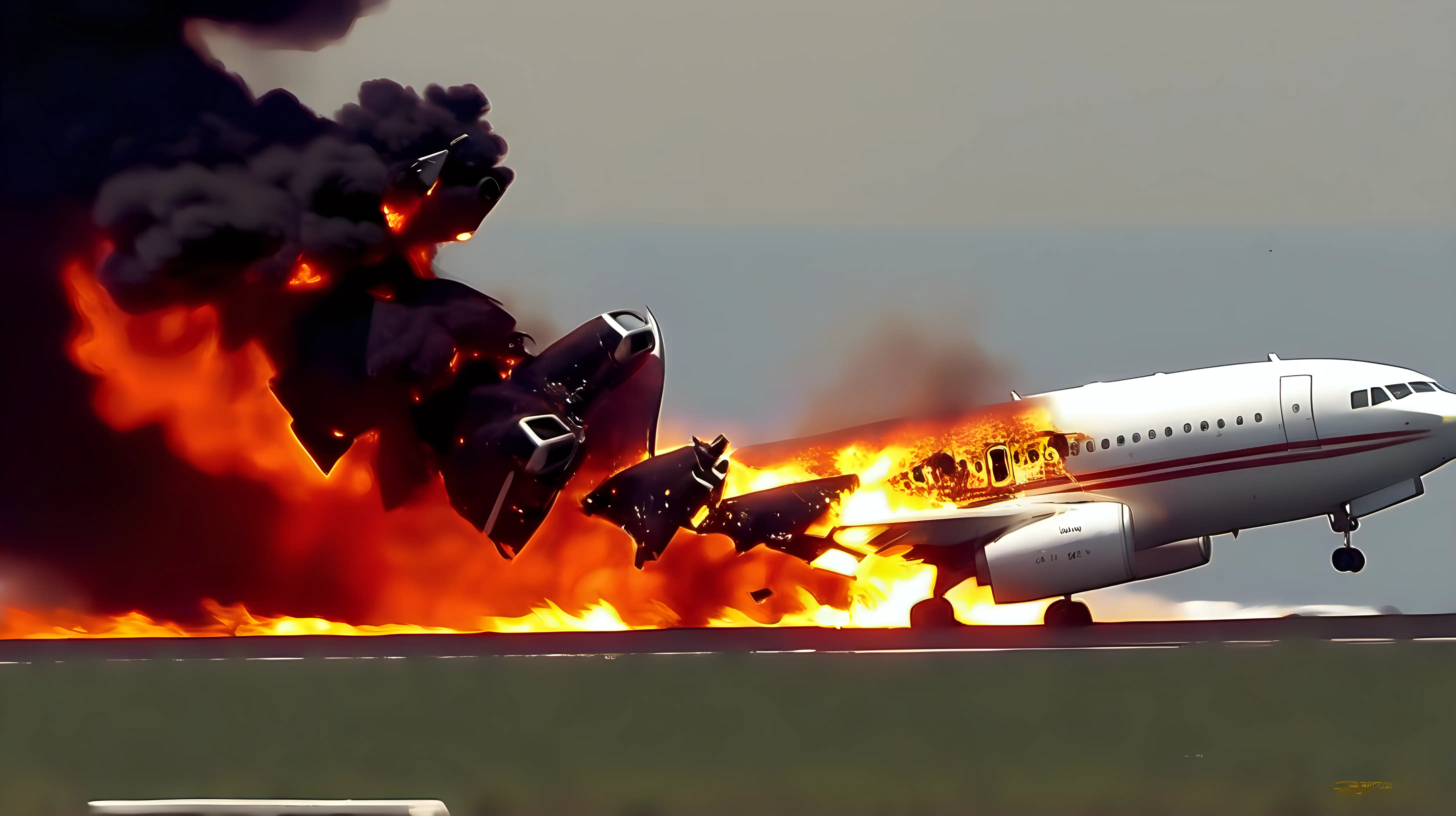 passenger plane crashing from sky,plane on fire