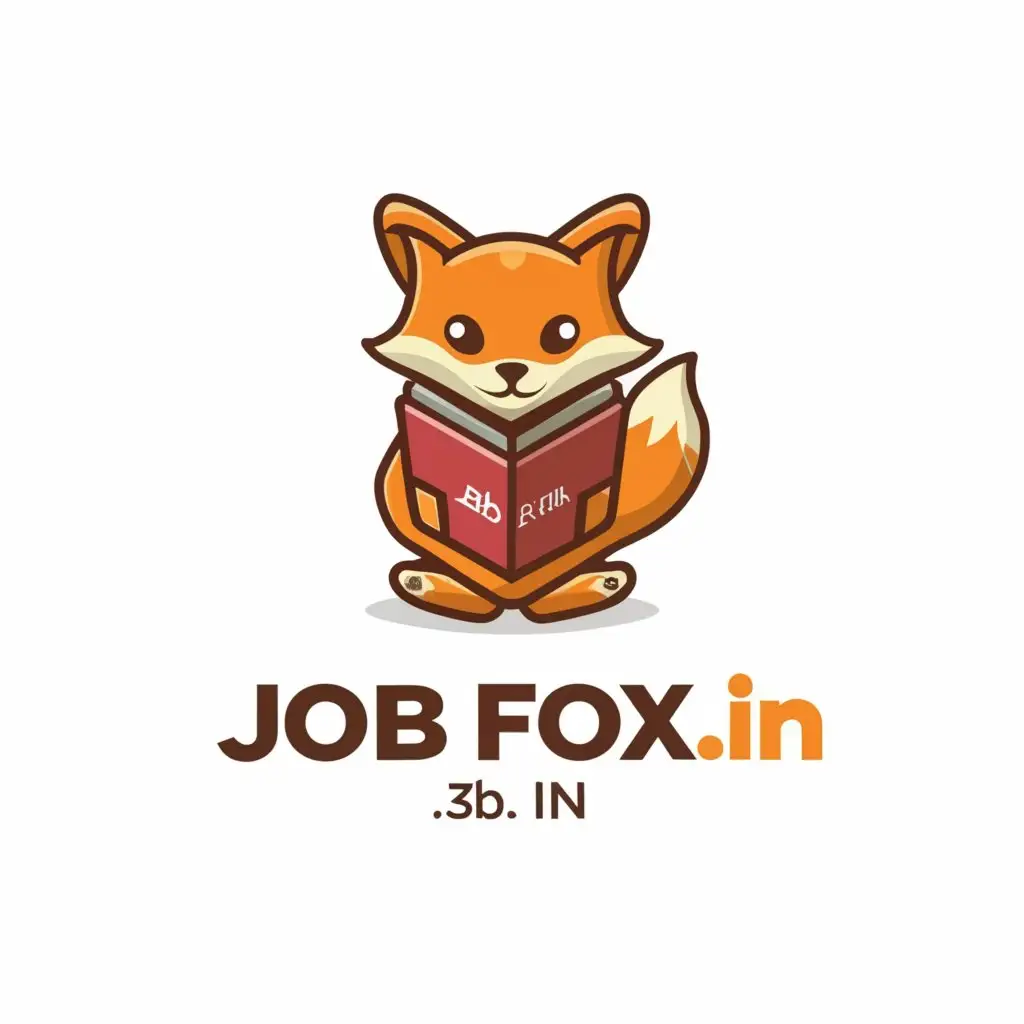 a logo design,with the text "JOB FOX .IN", main symbol:Fox reading book,Minimalistic,be used in Education industry,clear background