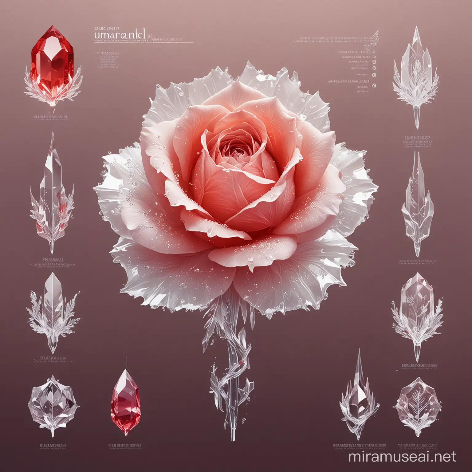 Ethereal Ice Rose Infographic with Futuristic Design