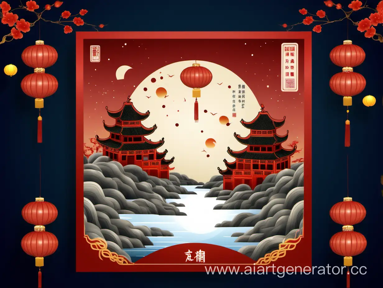 Generate a very beautiful China antique Mid-Autumn Festival poster.