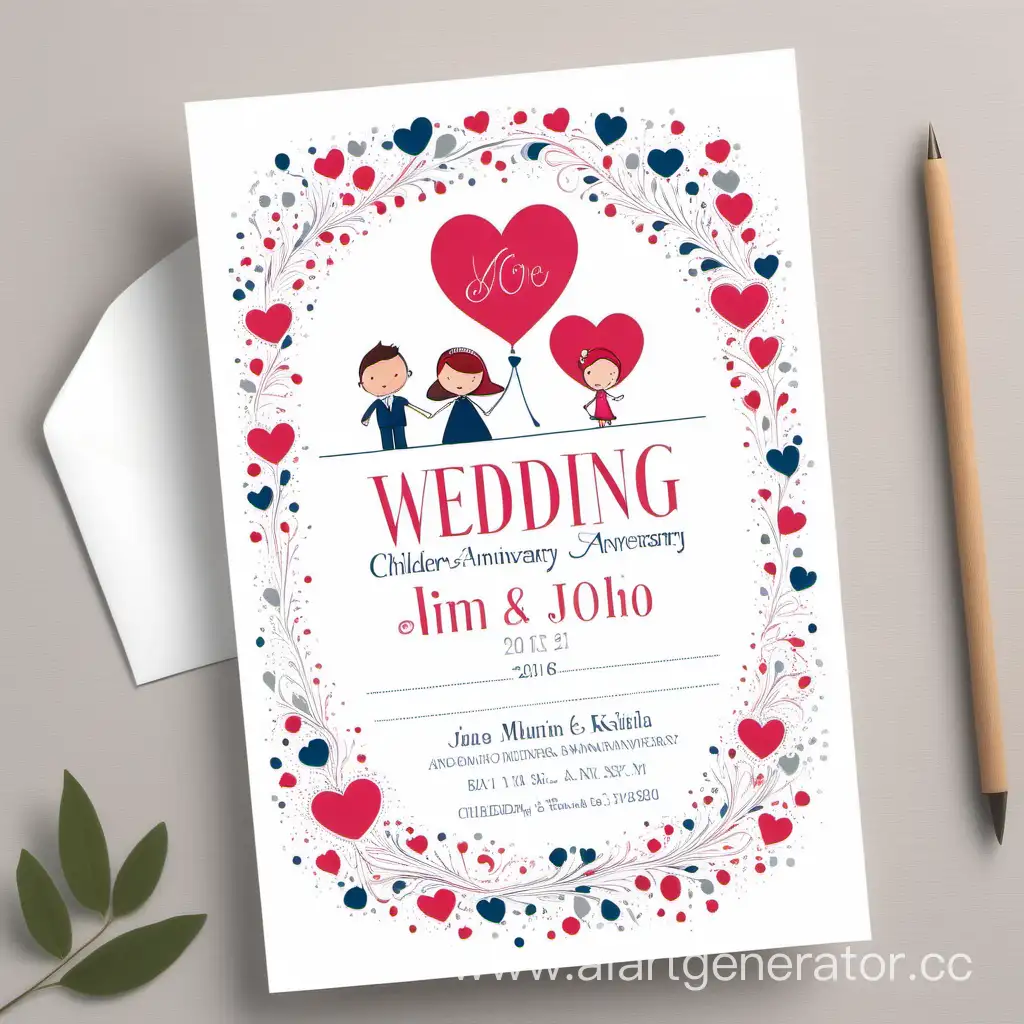 Wedding invitation anniversaire d'enfants, top style modern