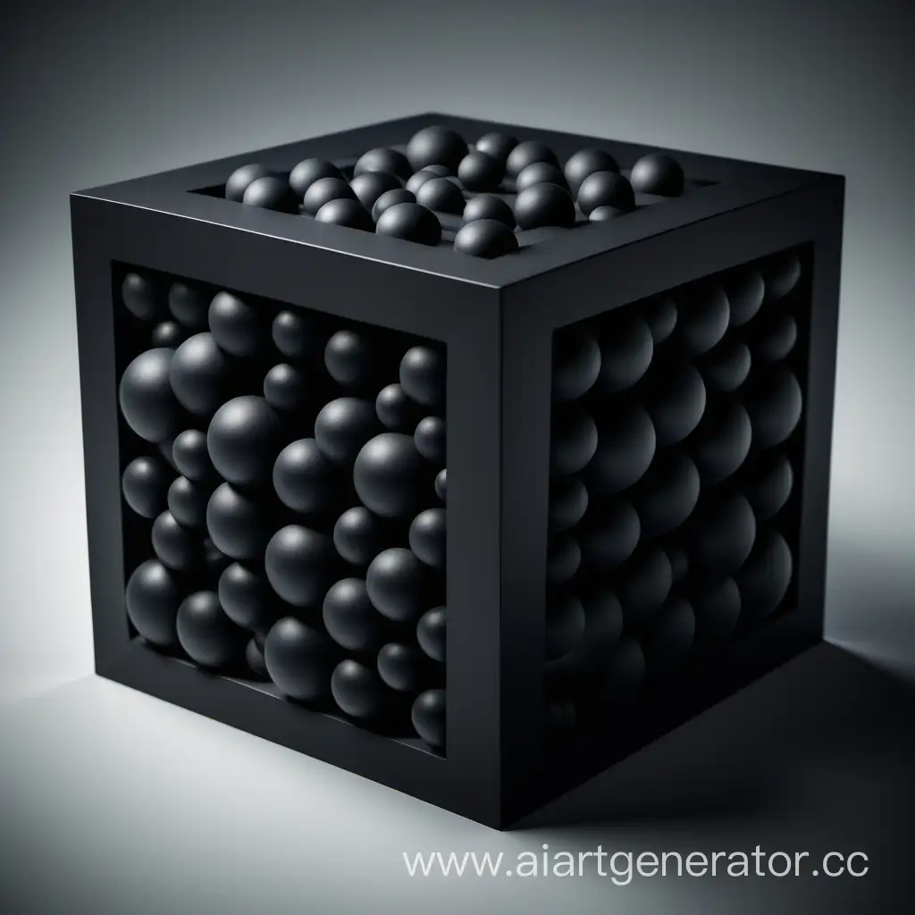 Geometric-3D-Cube-with-Matte-Black-Circles