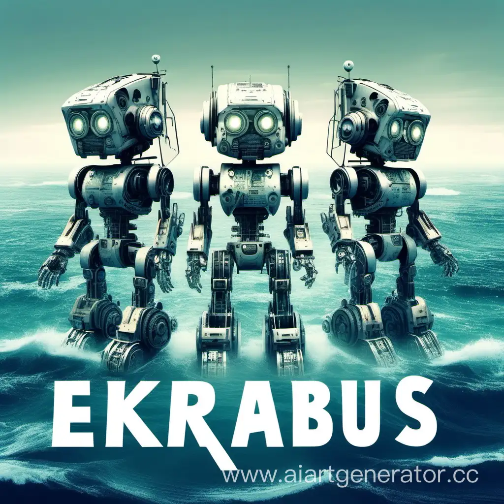 напиши Ekrabus-bots полу прозрачным шрифтом на фоне моря 
