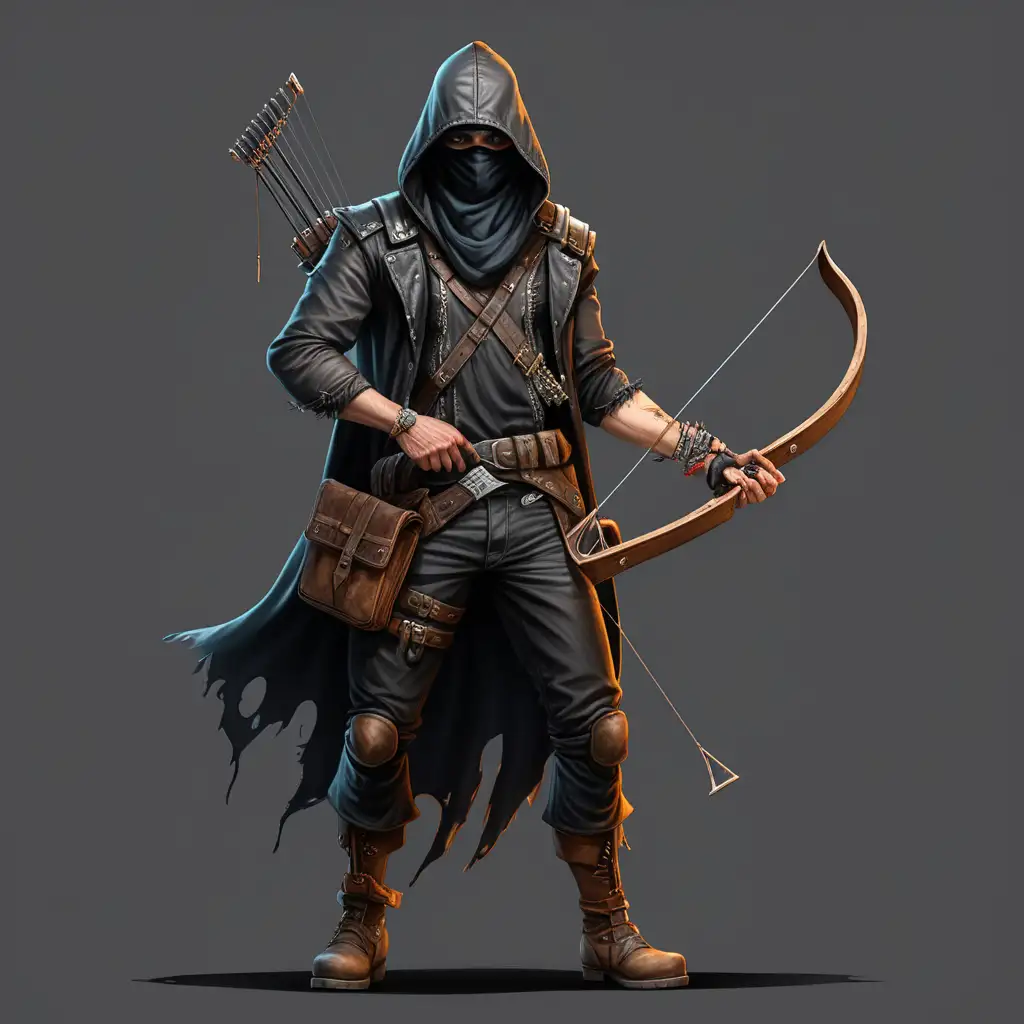 Mysterious Dark Fantasy Highway Bandit with Crossbow