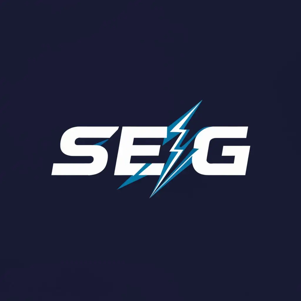 a logo design,with the text "SEG", main symbol:Electrical shock surrounding SEG with modern font
Color palette of dark blue and white,Moderate,clear background