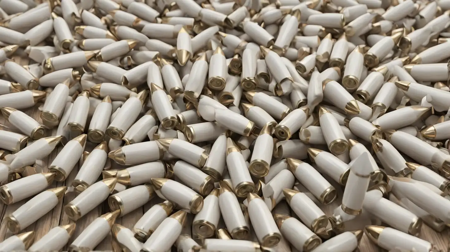 Exquisite Arrangement of Individualized Baroque White Wooden Rifle Bullets