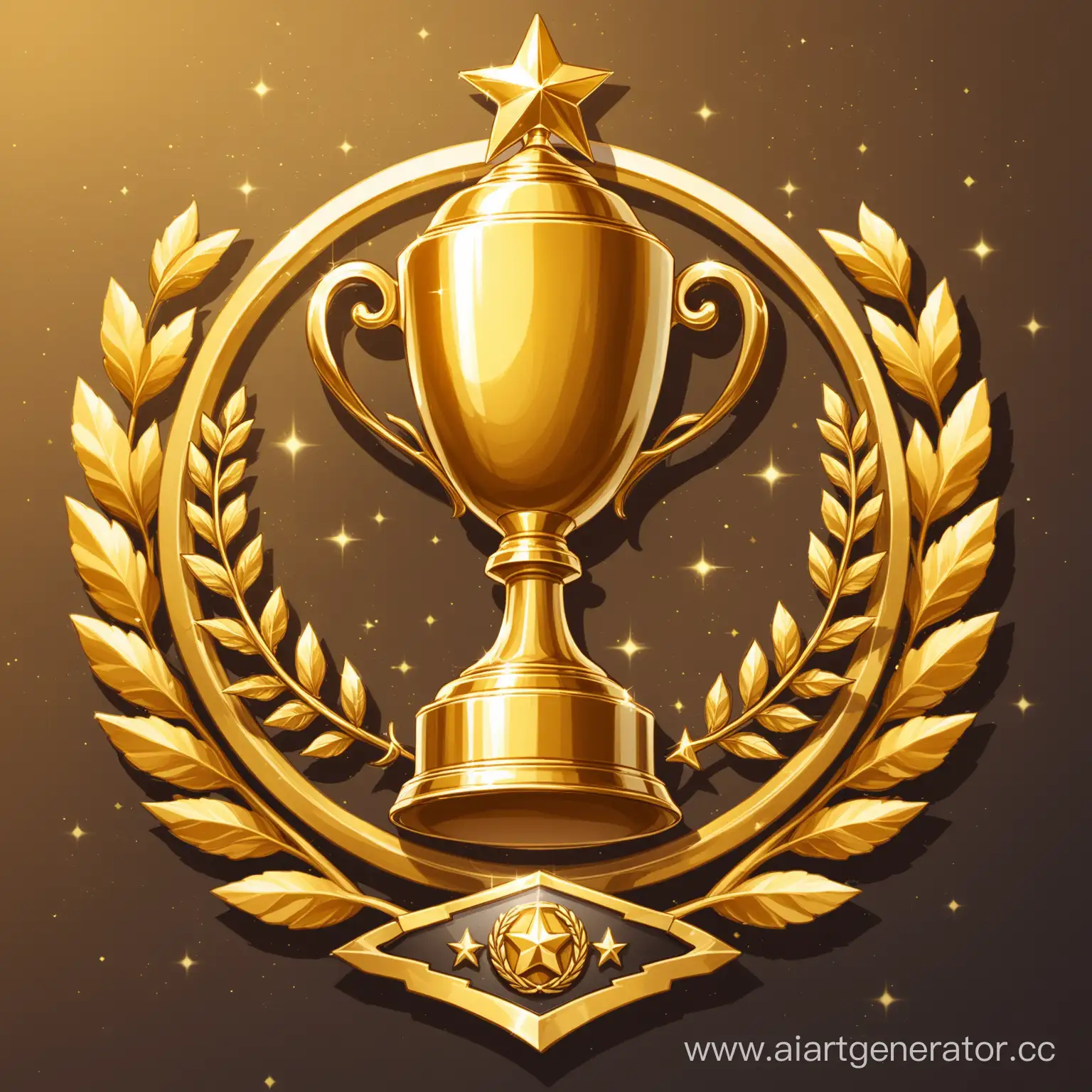 Golden Trophy with Two L96A1 Rifles Emblem | AI Art Generator