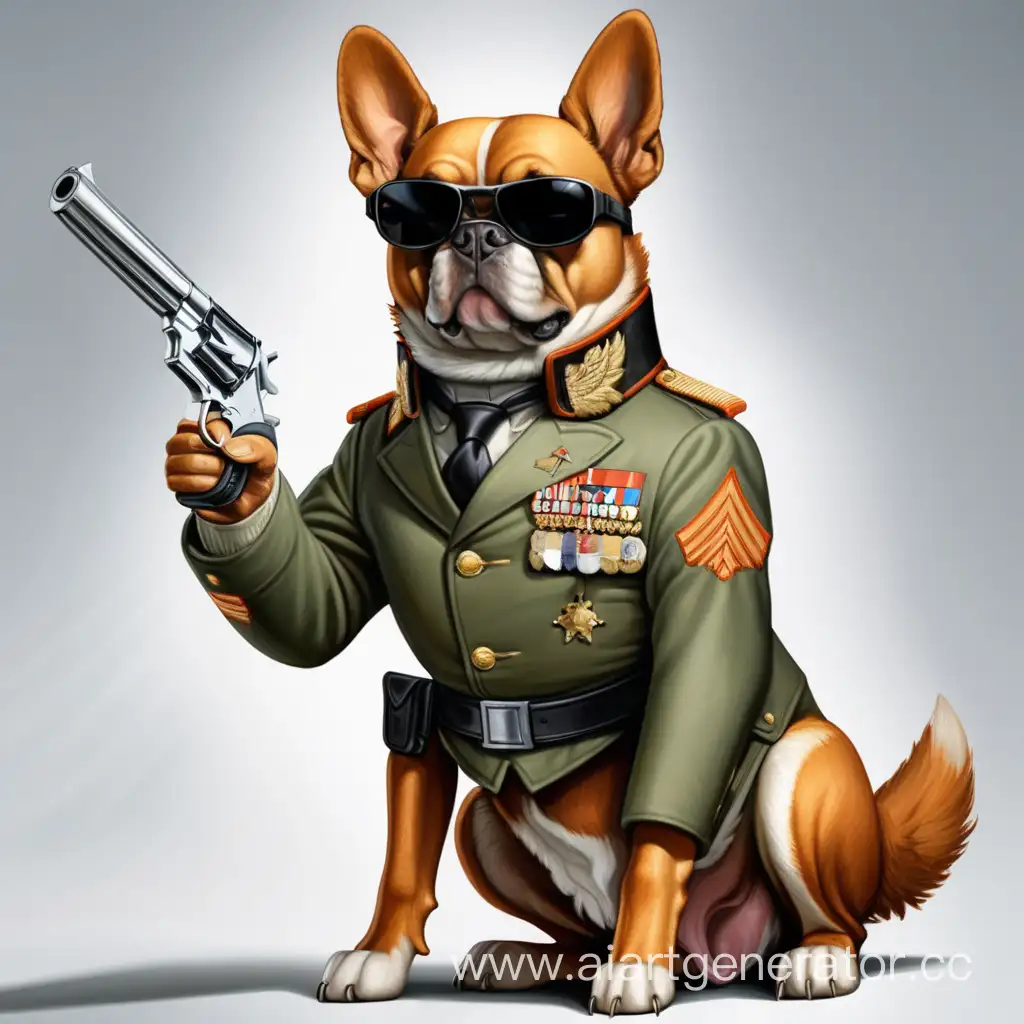 спектор военный боец генералл майор . собака из россии с  револьвером магнум-44
