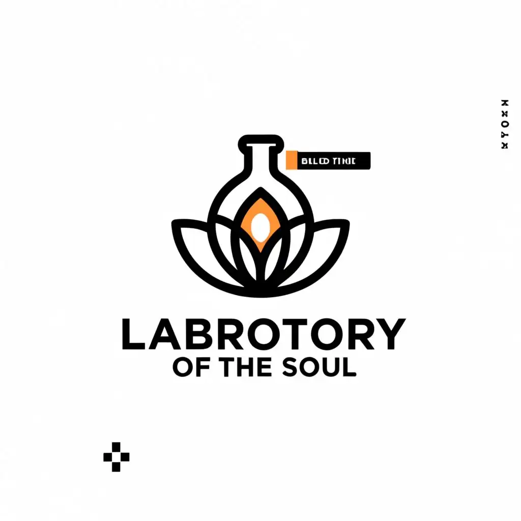 a logo design,with the text "Laboratory of the Soul", main symbol:Meditation, yoga, practice, laboratory ,Minimalistic,be used in Education industry,clear background