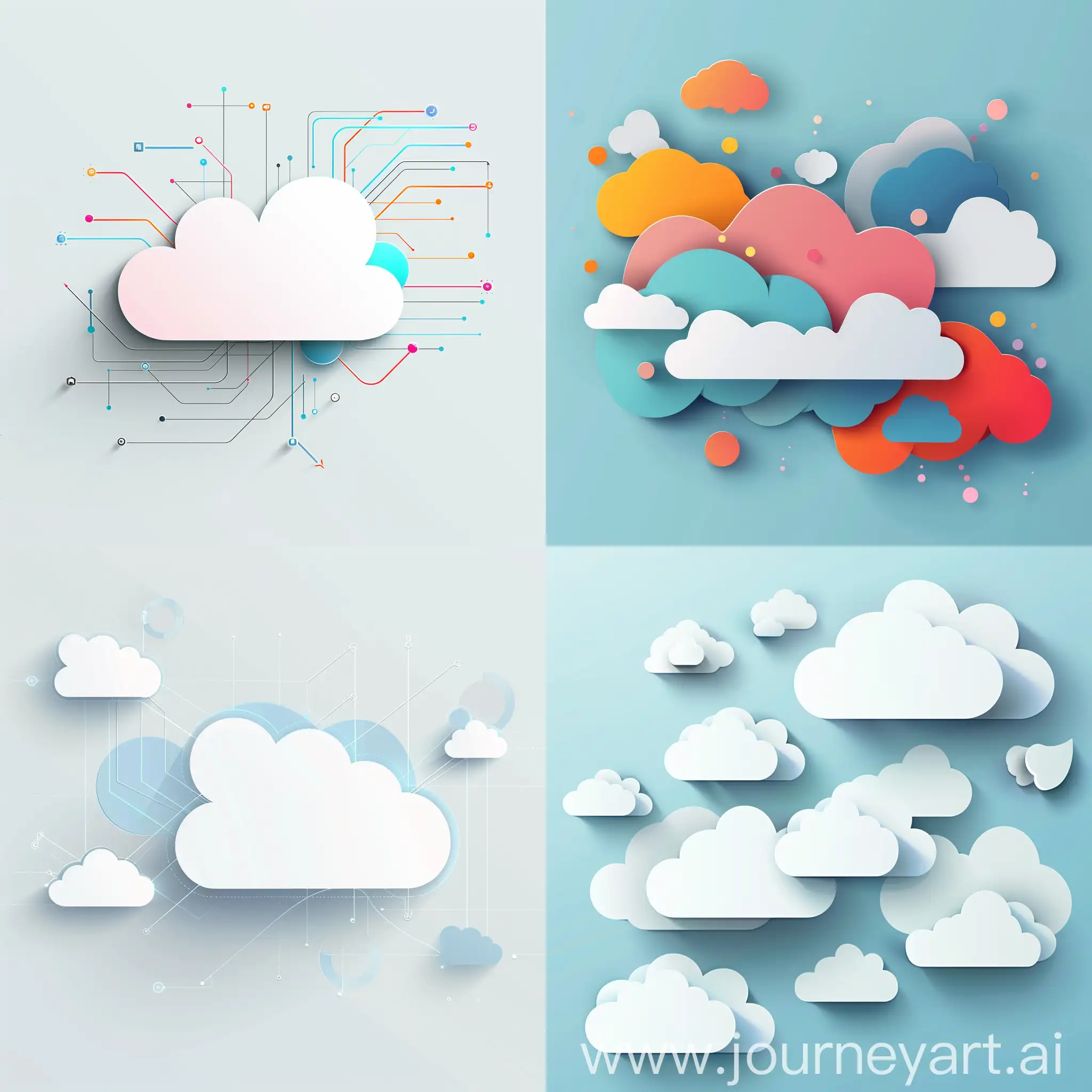 cloud diagram with light tone for powerpoint presentation