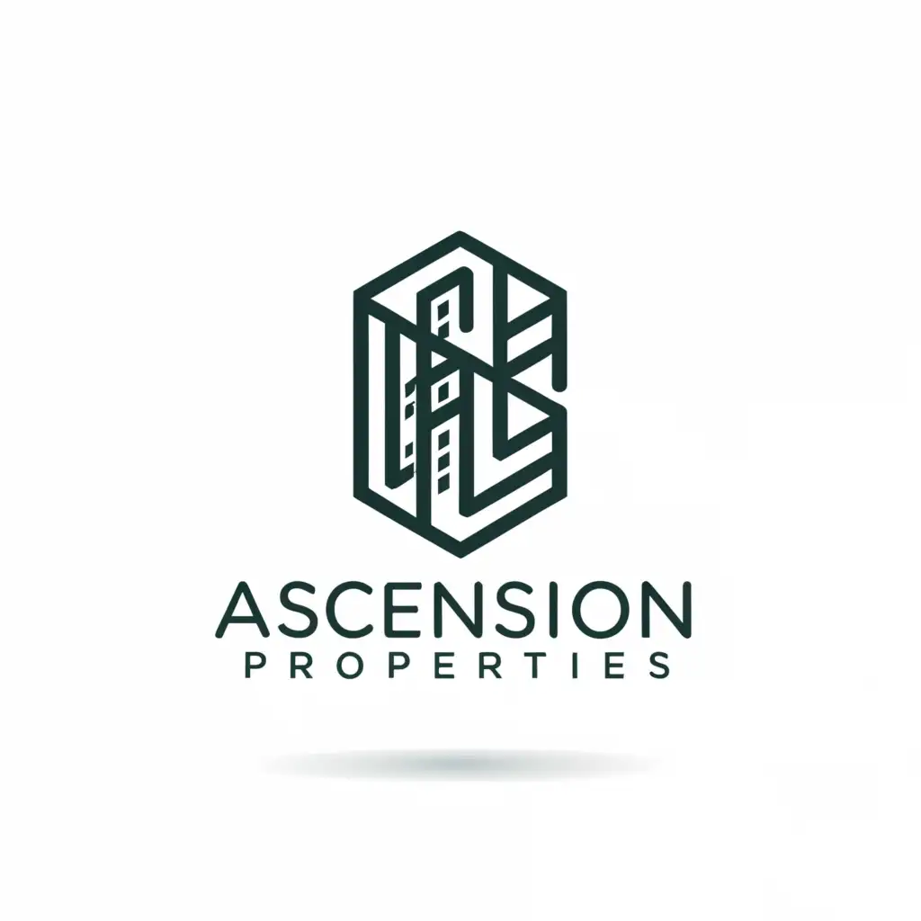 a logo design,with the text "Ascension properties", main symbol:buildings,complex,be used in Real Estate industry,clear background