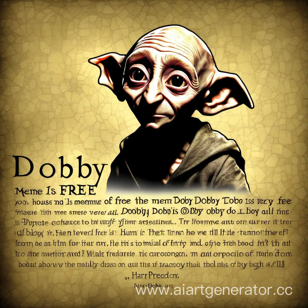 This text is about the meme token "Dobby is free", created in honor of the character Dobby from the popular book and film series "Harry Potter". Dobby is a house-elf who served the Malfoy family but eventually realized his lack of freedom and decided to fight for the freedom of all elves.