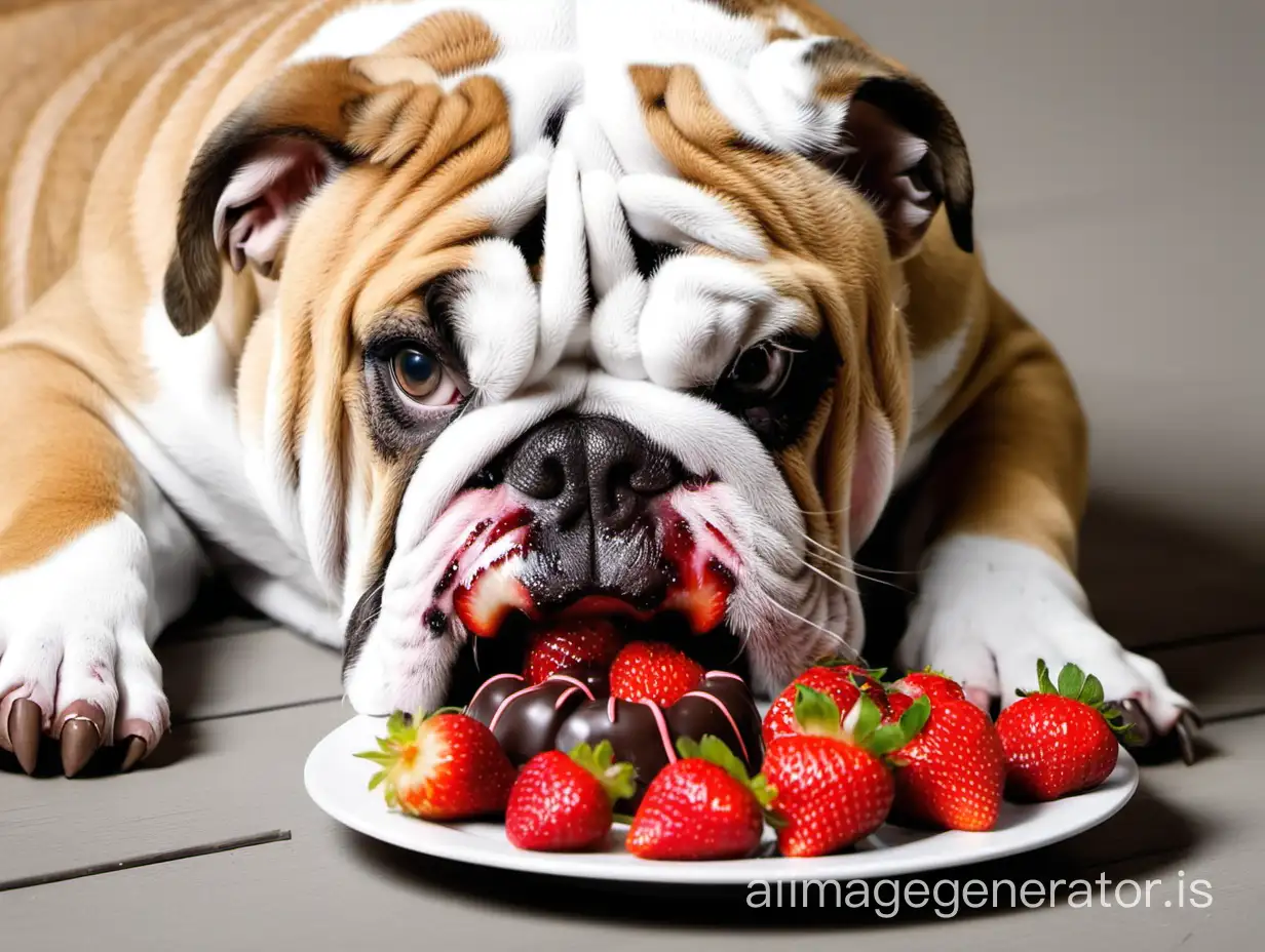 Adorable-Bulldog-Indulging-in-ChocolateCovered-Strawberries