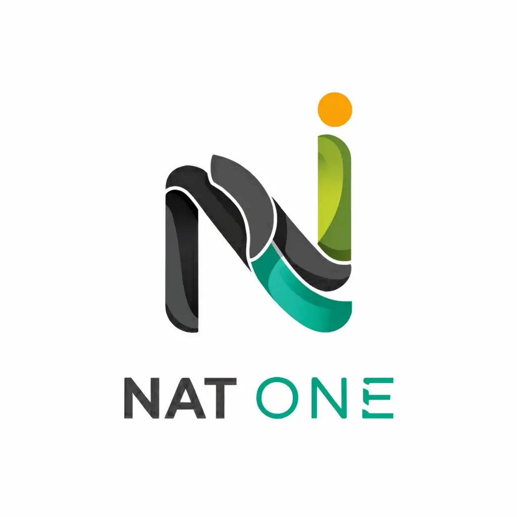 a logo design,with the text "Nat One, LLC", main symbol:Take the letter n, but replace the left vertical part with a dettached number one. Make the one white, and the rest of the n green. Make sure the one and the rest of the n have a black border,Minimalistic,clear background