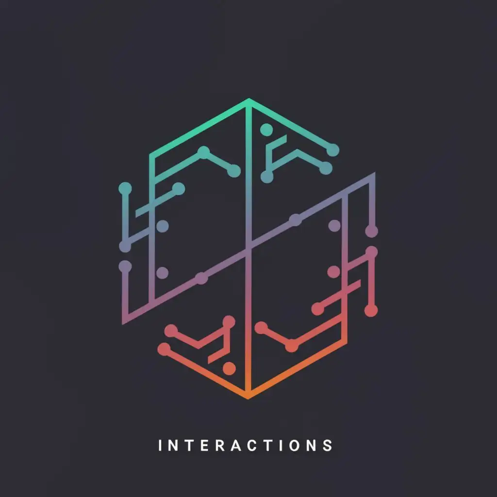 logo, Something symmetric in or out of perspective, with the text "Interactions" over the logo. The lettering is importart, with the text "Interactions", typography, be used in Technology industry