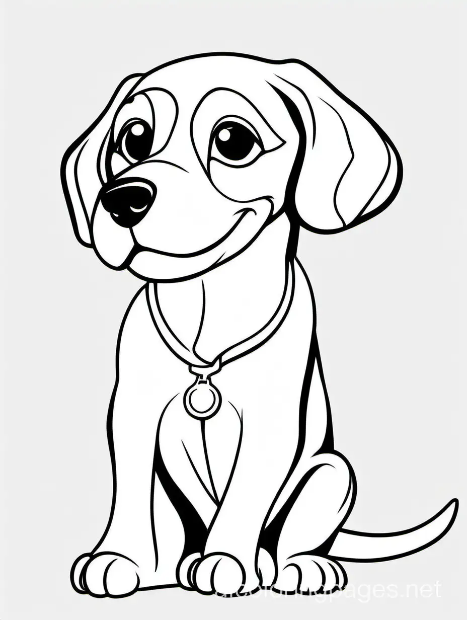 a sitting baby beagle isolated on a white background, Coloring Page, black and white, line art, white background, Simplicity, Ample White Space. The background of the coloring page is plain white to make it easy for young children to color within the lines. The outlines of all the subjects are easy to distinguish, making it simple for kids to color without too much difficulty., Coloring Page, black and white, line art, white background, Simplicity, Ample White Space. The background of the coloring page is plain white to make it easy for young children to color within the lines. The outlines of all the subjects are easy to distinguish, making it simple for kids to color without too much difficulty 