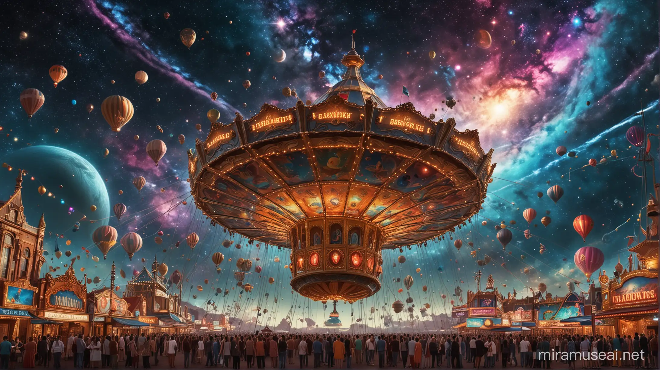 Cosmic Carnival Surreal Dreamscape Among the Stars